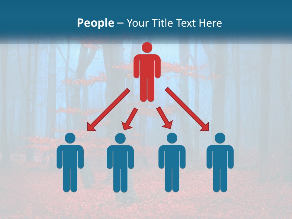 A Blue Forest With Red Leaves On The Ground PowerPoint Template