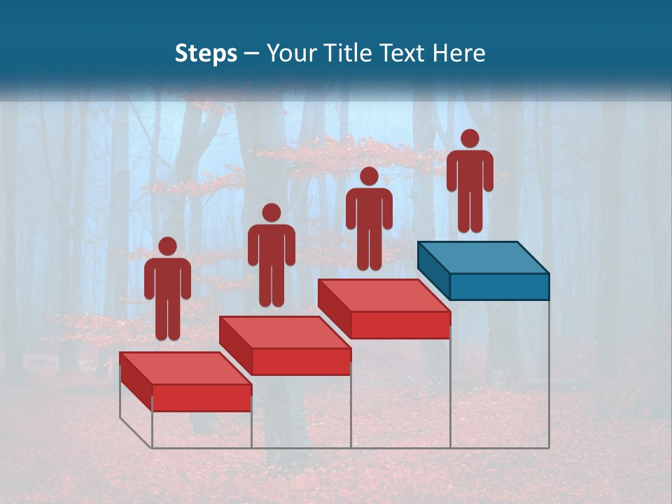 A Blue Forest With Red Leaves On The Ground PowerPoint Template