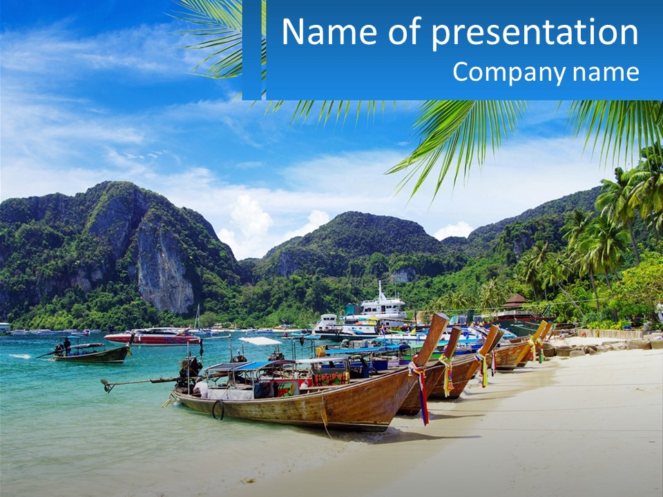 A Group Of Boats Sitting On Top Of A Sandy Beach PowerPoint Template