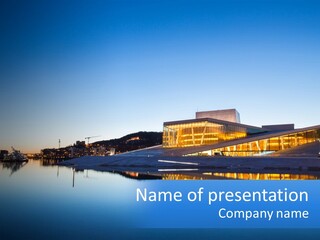 A Powerpoint Presentation With A Building In The Background PowerPoint Template