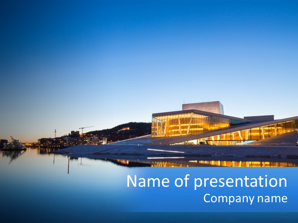 A Powerpoint Presentation With A Building In The Background PowerPoint Template