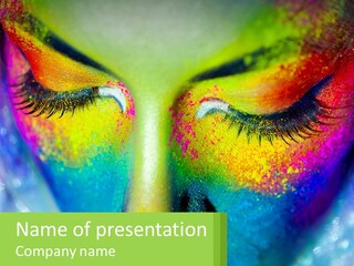 A Woman's Colorful Makeup Is Featured In This Powerpoint Presentation PowerPoint Template