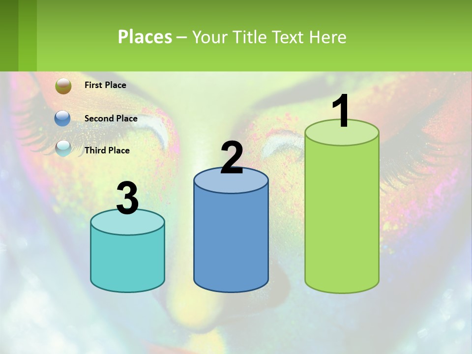 A Woman's Colorful Makeup Is Featured In This Powerpoint Presentation PowerPoint Template