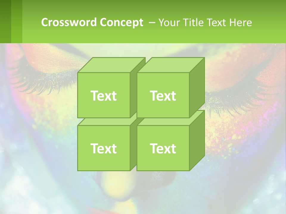 A Woman's Colorful Makeup Is Featured In This Powerpoint Presentation PowerPoint Template