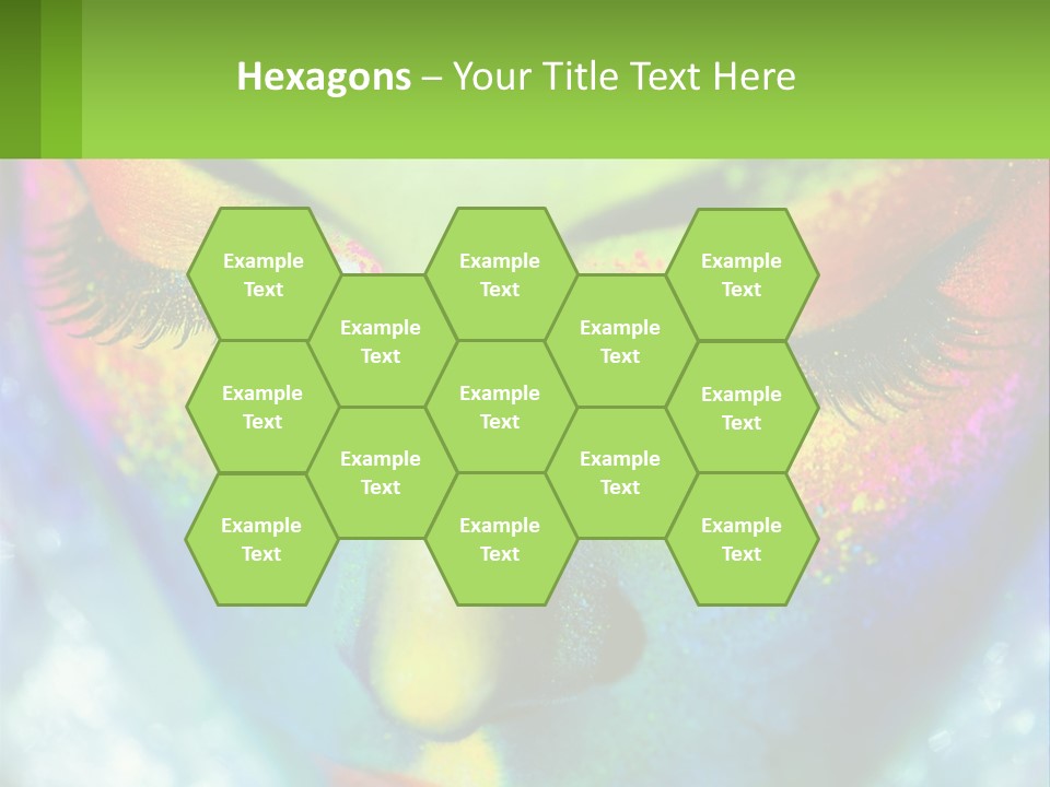 A Woman's Colorful Makeup Is Featured In This Powerpoint Presentation PowerPoint Template