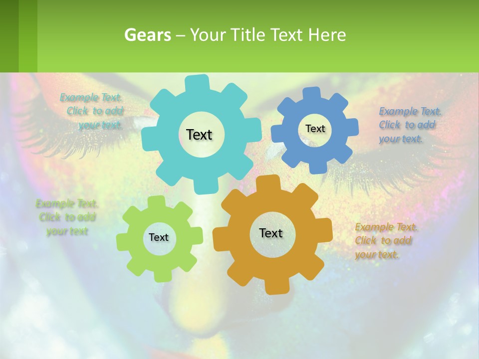 A Woman's Colorful Makeup Is Featured In This Powerpoint Presentation PowerPoint Template