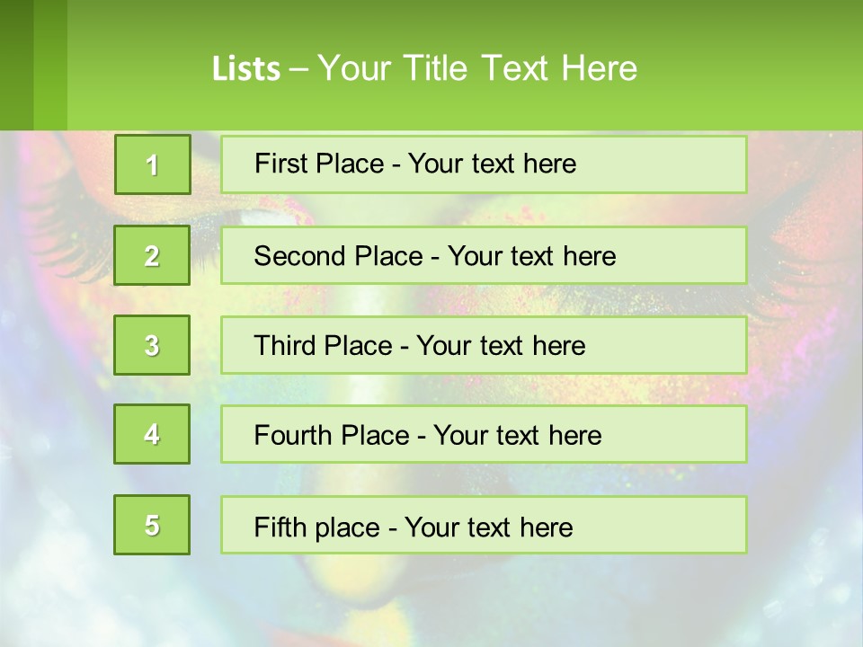 A Woman's Colorful Makeup Is Featured In This Powerpoint Presentation PowerPoint Template