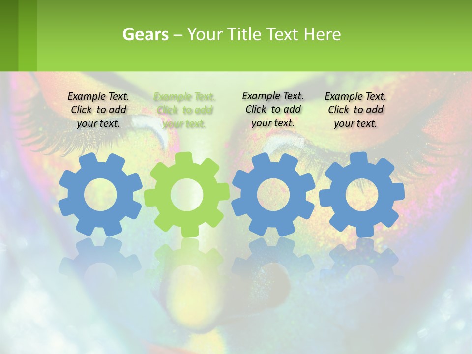 A Woman's Colorful Makeup Is Featured In This Powerpoint Presentation PowerPoint Template