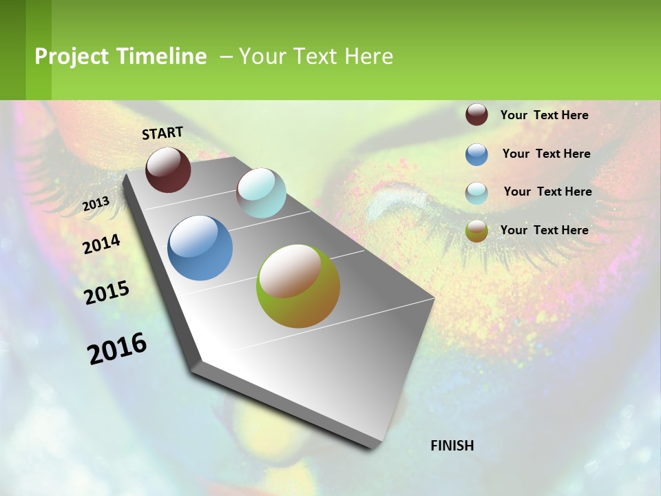 A Woman's Colorful Makeup Is Featured In This Powerpoint Presentation PowerPoint Template