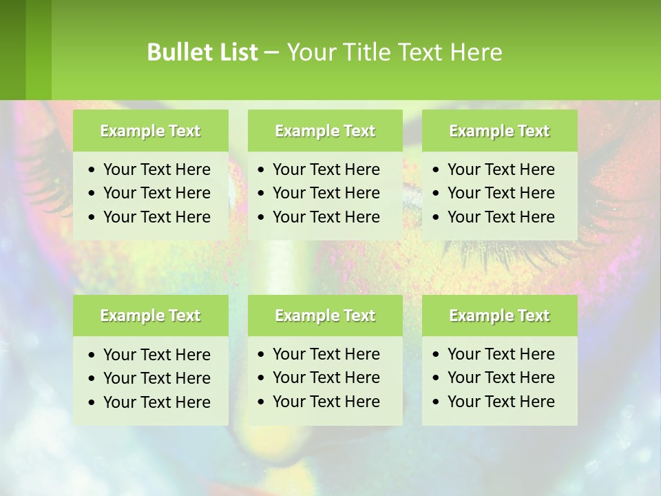 A Woman's Colorful Makeup Is Featured In This Powerpoint Presentation PowerPoint Template