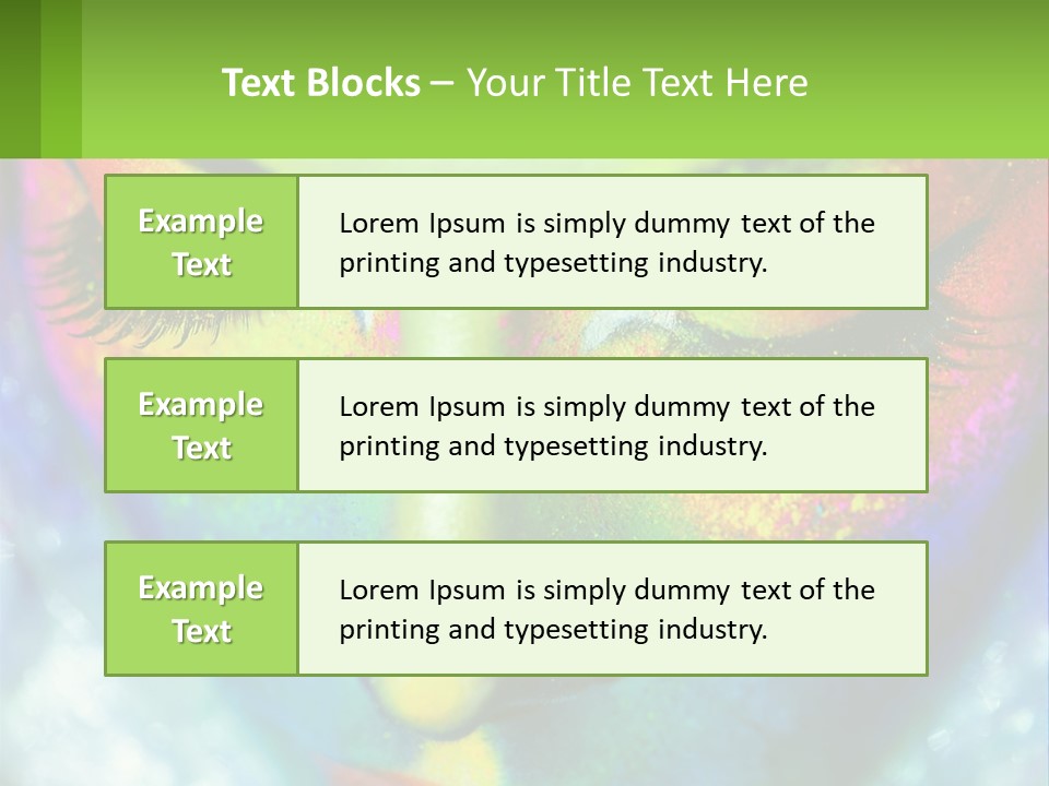 A Woman's Colorful Makeup Is Featured In This Powerpoint Presentation PowerPoint Template