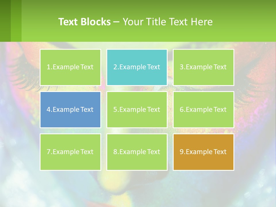 A Woman's Colorful Makeup Is Featured In This Powerpoint Presentation PowerPoint Template