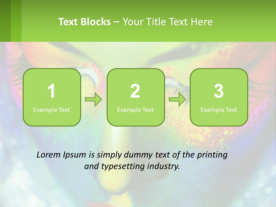 A Woman's Colorful Makeup Is Featured In This Powerpoint Presentation PowerPoint Template