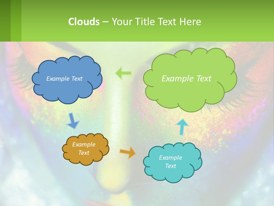 A Woman's Colorful Makeup Is Featured In This Powerpoint Presentation PowerPoint Template