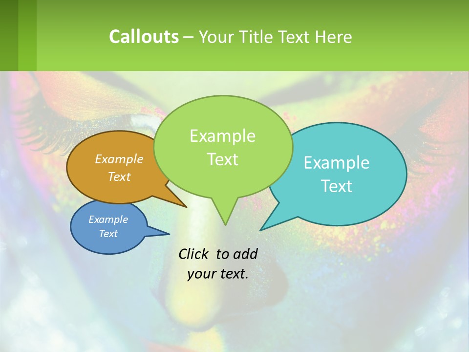 A Woman's Colorful Makeup Is Featured In This Powerpoint Presentation PowerPoint Template