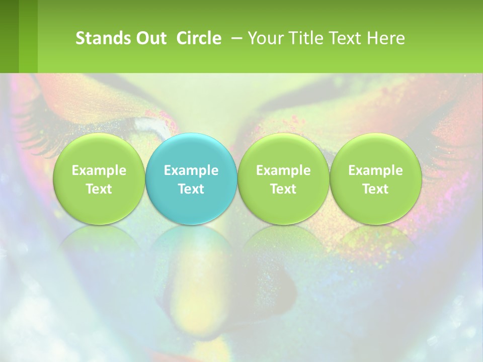 A Woman's Colorful Makeup Is Featured In This Powerpoint Presentation PowerPoint Template