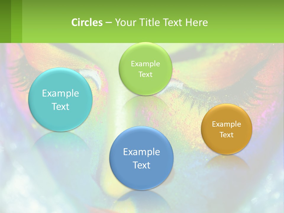 A Woman's Colorful Makeup Is Featured In This Powerpoint Presentation PowerPoint Template