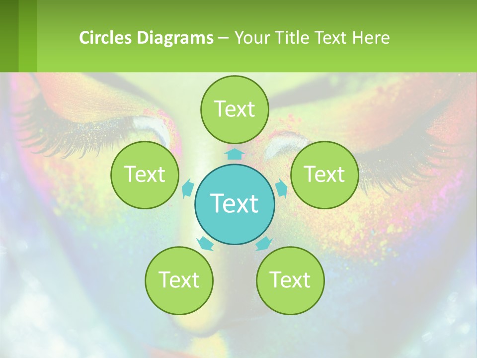 A Woman's Colorful Makeup Is Featured In This Powerpoint Presentation PowerPoint Template