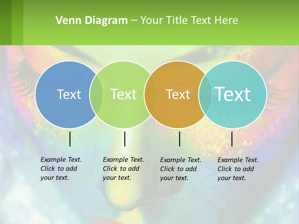 A Woman's Colorful Makeup Is Featured In This Powerpoint Presentation PowerPoint Template