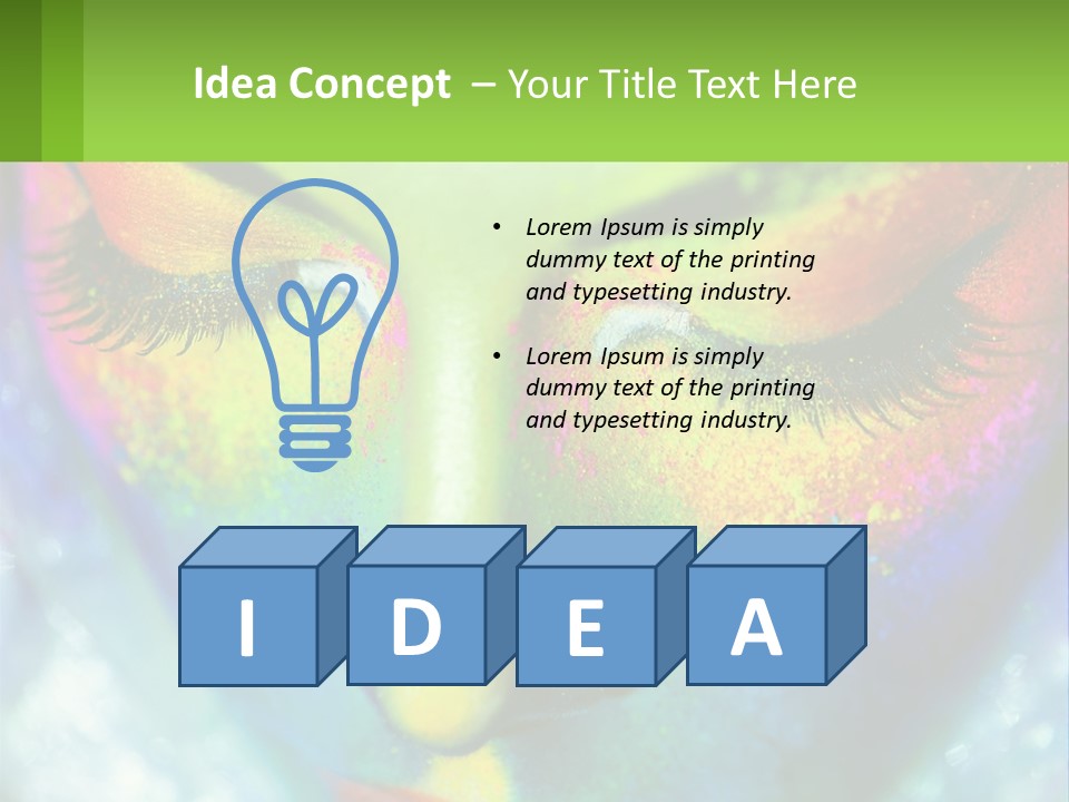 A Woman's Colorful Makeup Is Featured In This Powerpoint Presentation PowerPoint Template