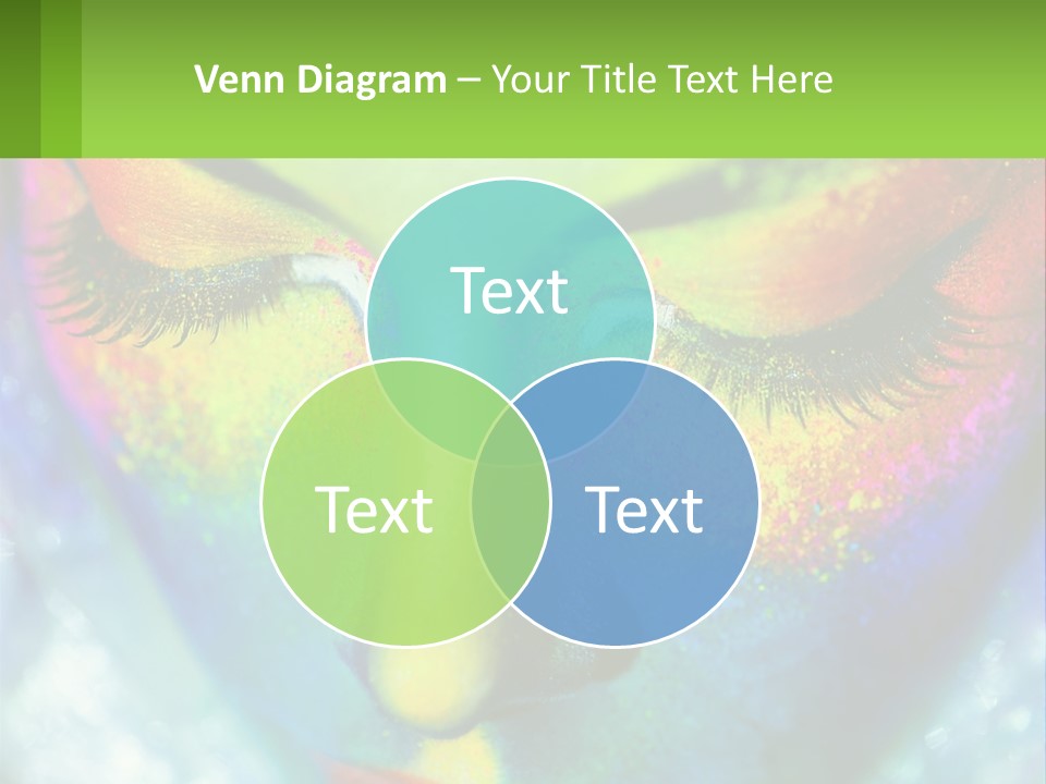 A Woman's Colorful Makeup Is Featured In This Powerpoint Presentation PowerPoint Template