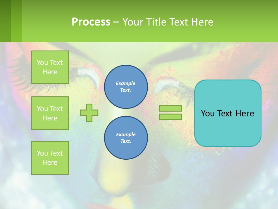 A Woman's Colorful Makeup Is Featured In This Powerpoint Presentation PowerPoint Template