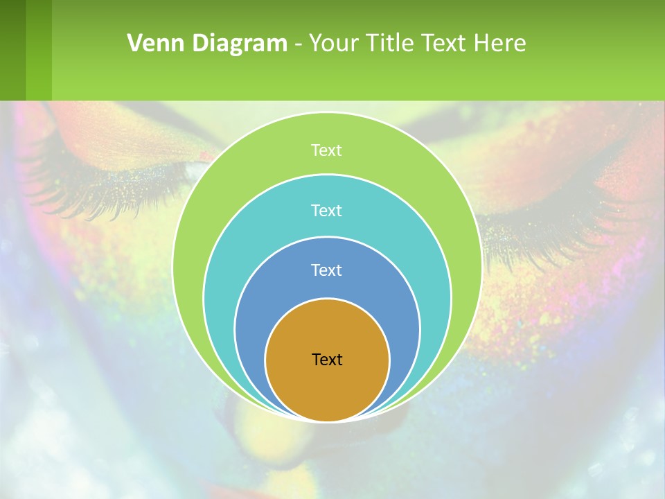 A Woman's Colorful Makeup Is Featured In This Powerpoint Presentation PowerPoint Template