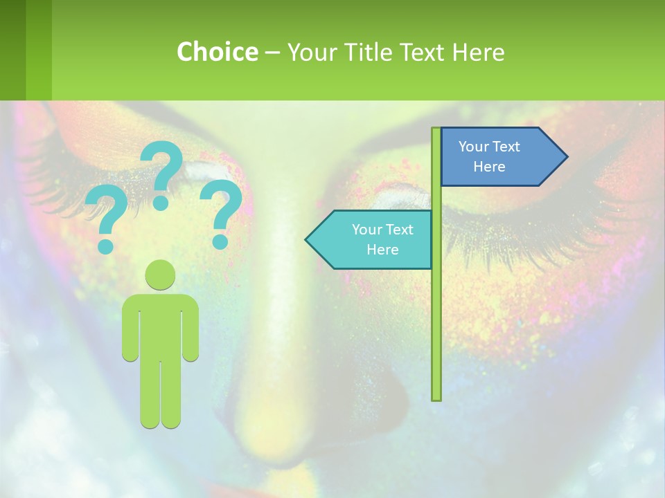 A Woman's Colorful Makeup Is Featured In This Powerpoint Presentation PowerPoint Template