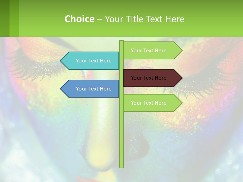 A Woman's Colorful Makeup Is Featured In This Powerpoint Presentation PowerPoint Template