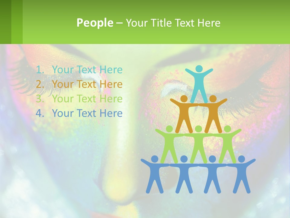 A Woman's Colorful Makeup Is Featured In This Powerpoint Presentation PowerPoint Template