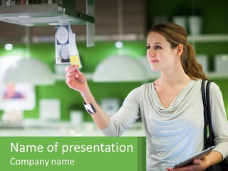 A Woman Is Holding Up A Piece Of Paper PowerPoint Template