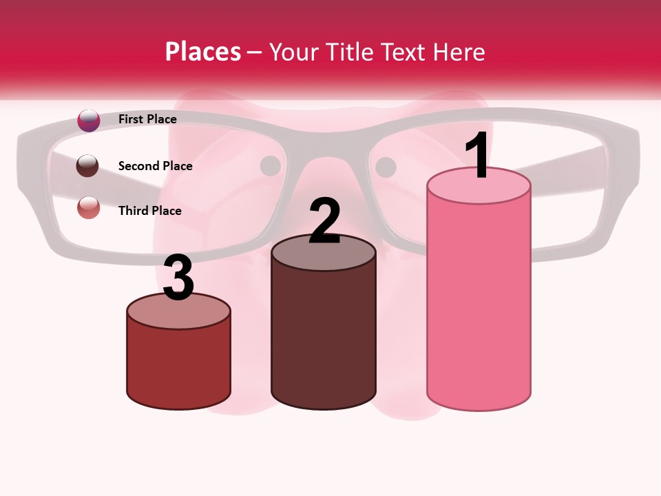 A Piggy Bank With Glasses On Top Of It PowerPoint Template