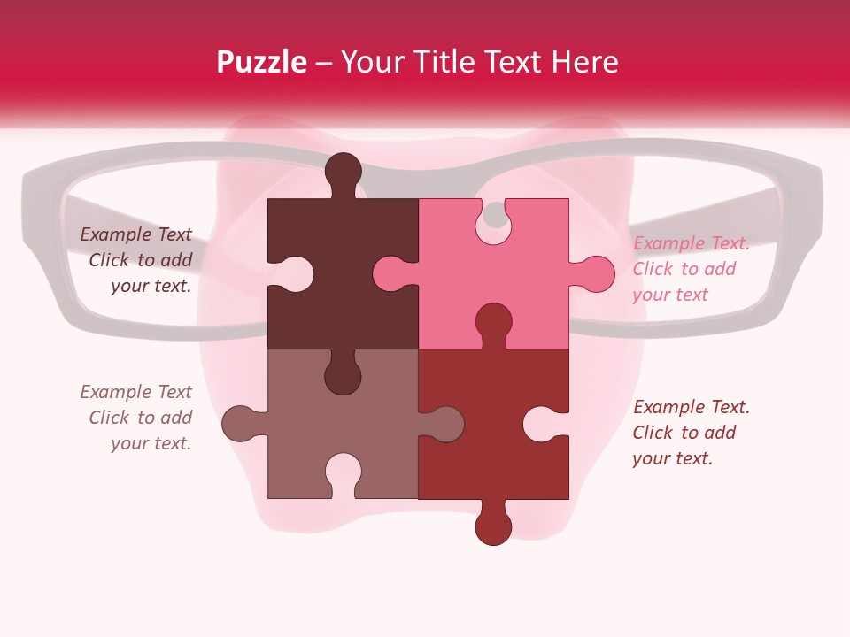 A Piggy Bank With Glasses On Top Of It PowerPoint Template