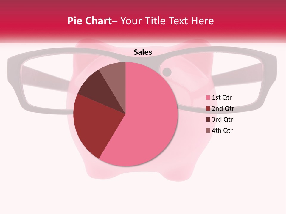 A Piggy Bank With Glasses On Top Of It PowerPoint Template