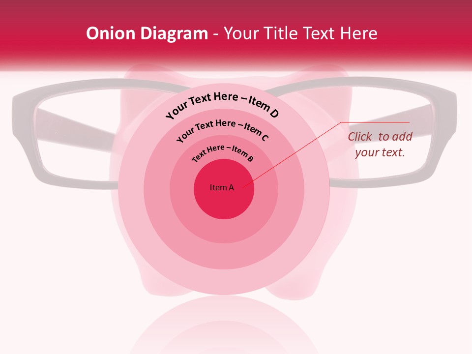 A Piggy Bank With Glasses On Top Of It PowerPoint Template