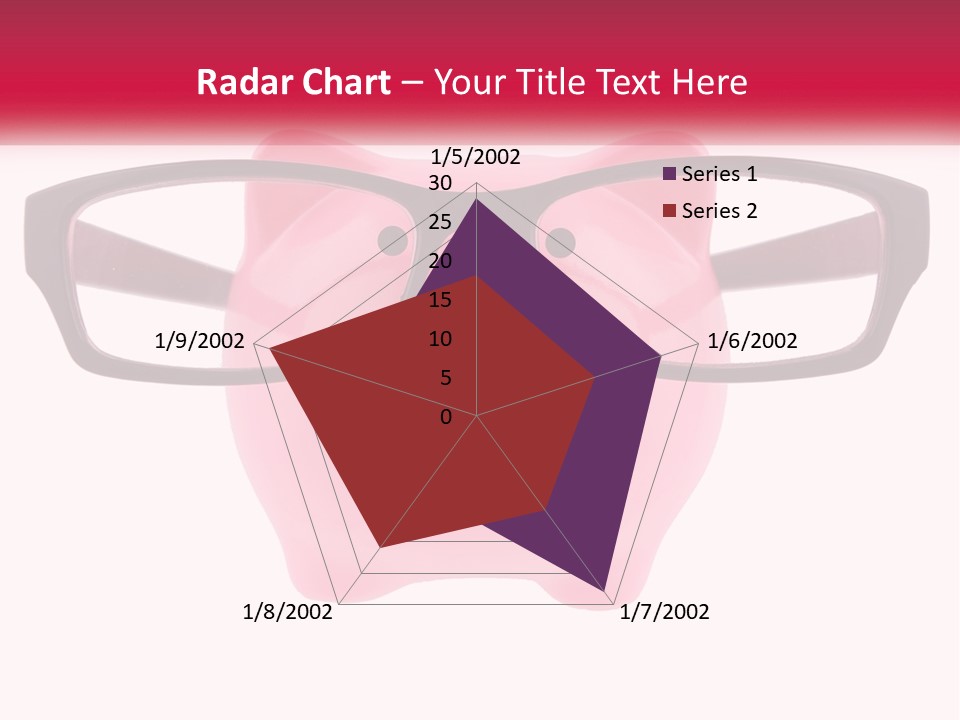 A Piggy Bank With Glasses On Top Of It PowerPoint Template