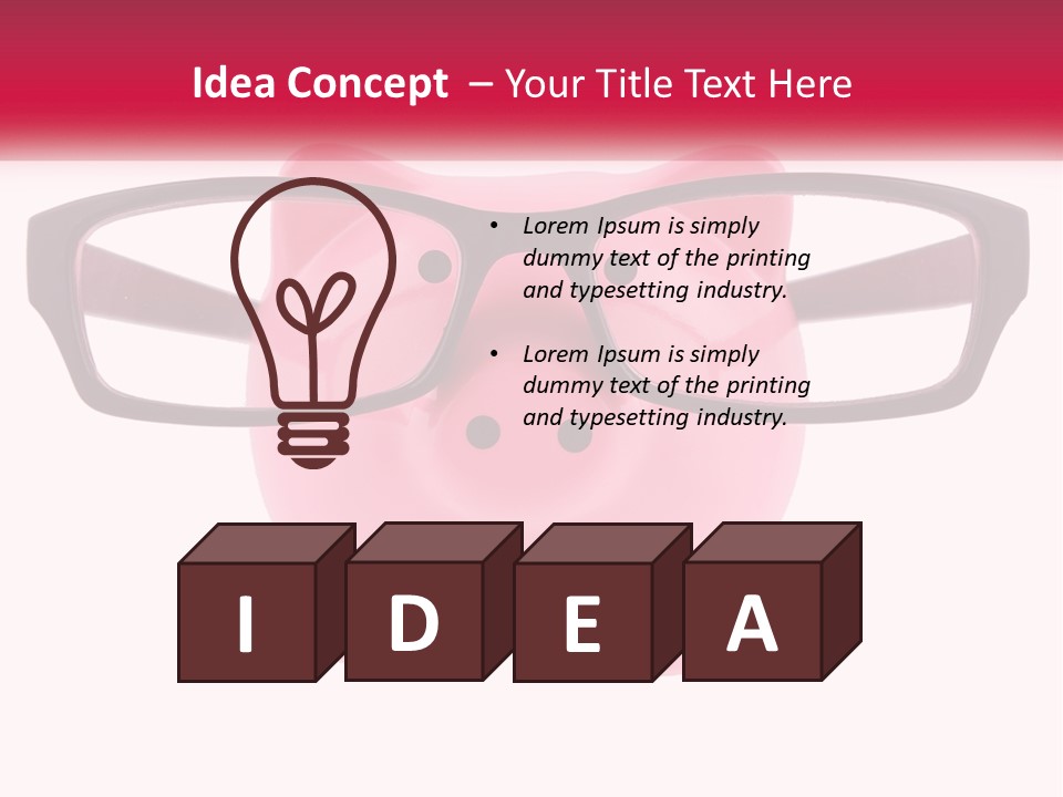 A Piggy Bank With Glasses On Top Of It PowerPoint Template