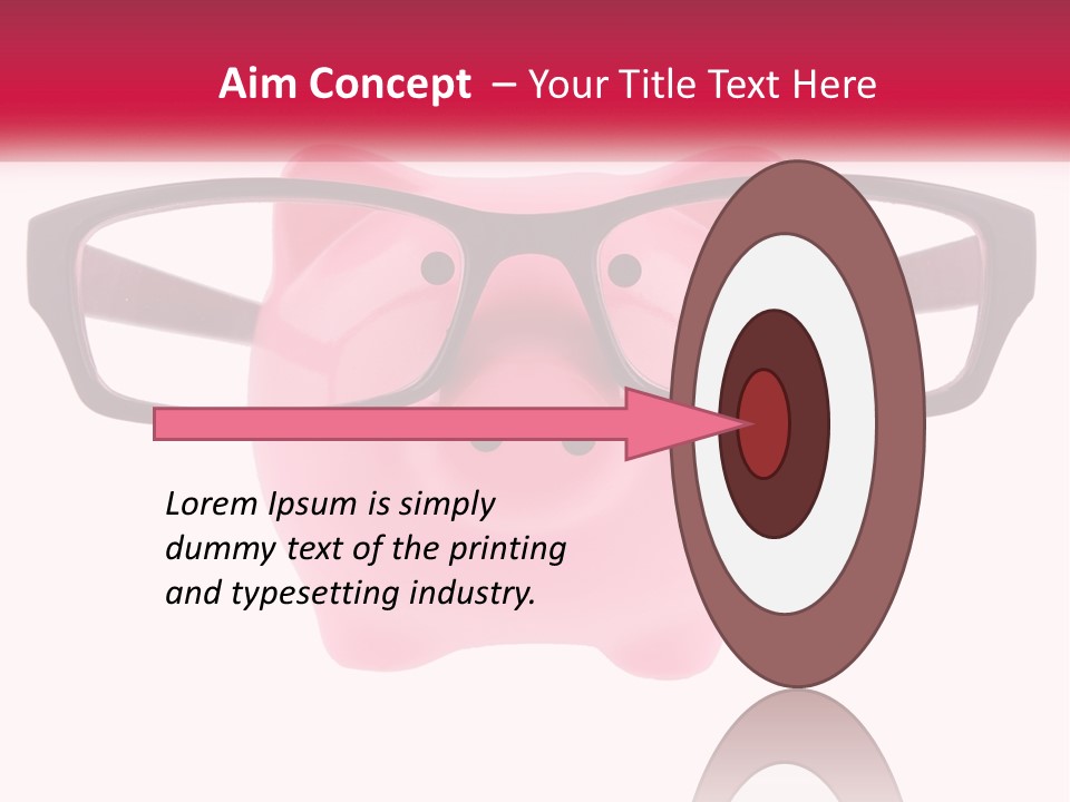 A Piggy Bank With Glasses On Top Of It PowerPoint Template