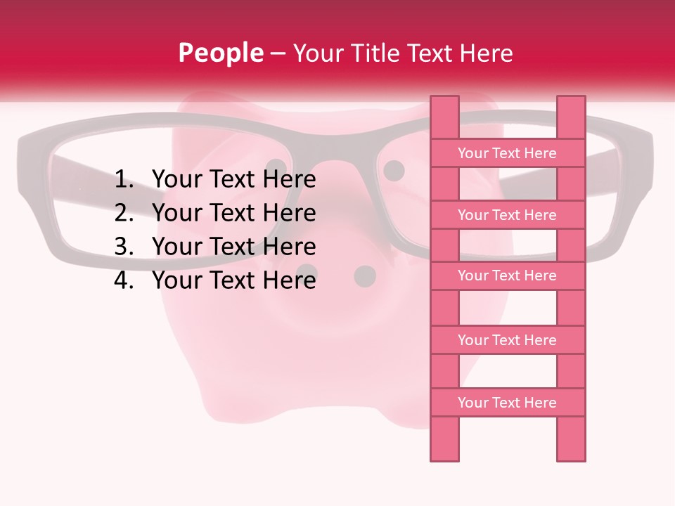 A Piggy Bank With Glasses On Top Of It PowerPoint Template