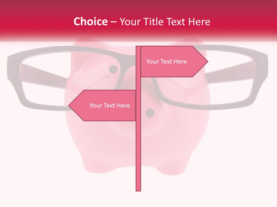 A Piggy Bank With Glasses On Top Of It PowerPoint Template