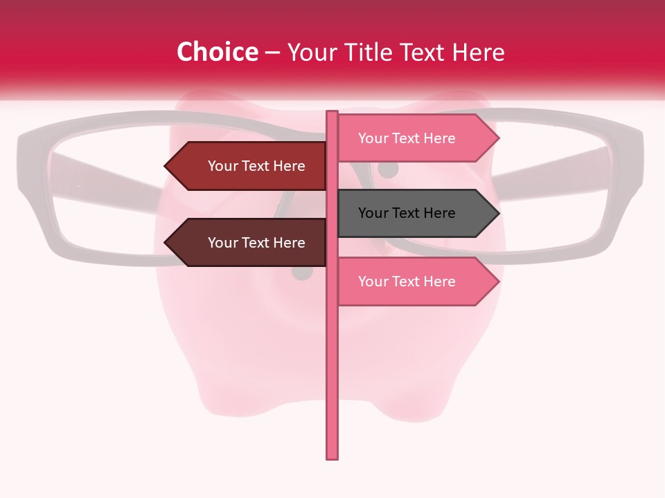 A Piggy Bank With Glasses On Top Of It PowerPoint Template