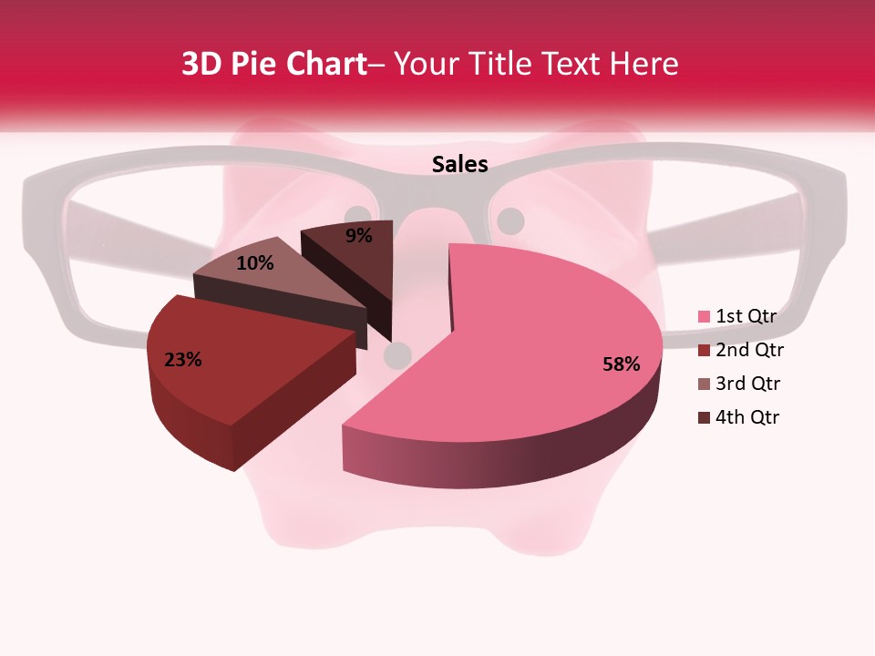 A Piggy Bank With Glasses On Top Of It PowerPoint Template