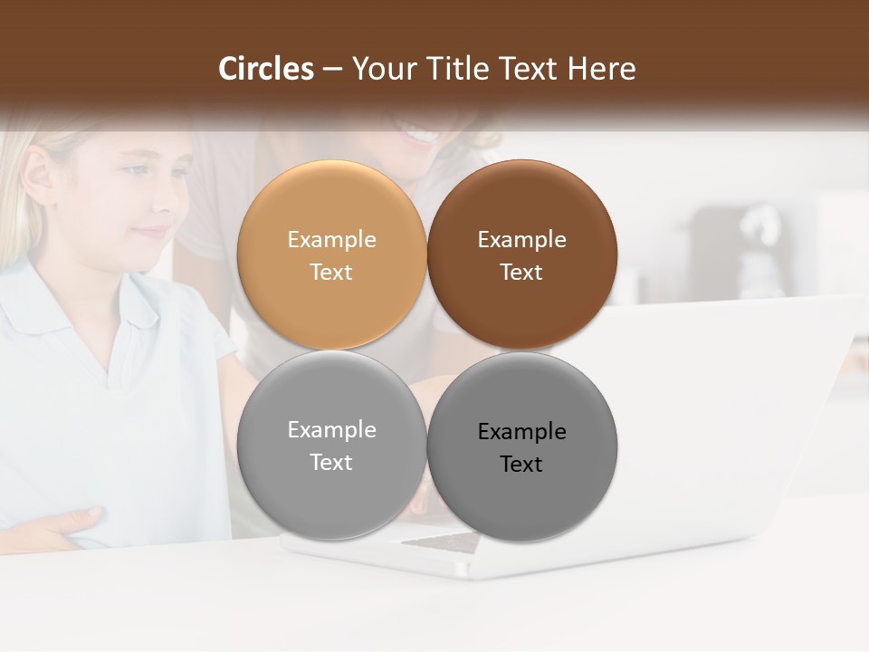 A Woman And A Child Are Looking At A Laptop PowerPoint Template