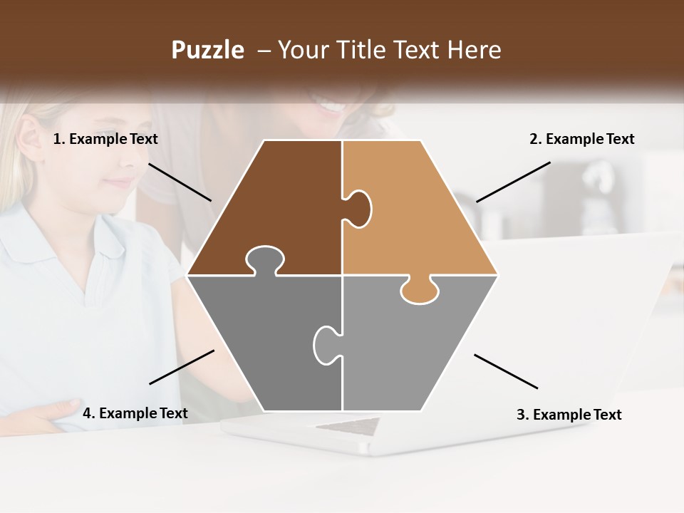 A Woman And A Child Are Looking At A Laptop PowerPoint Template