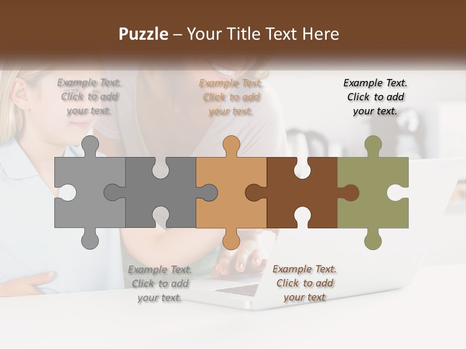 A Woman And A Child Are Looking At A Laptop PowerPoint Template