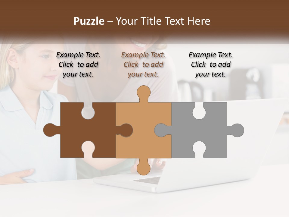 A Woman And A Child Are Looking At A Laptop PowerPoint Template