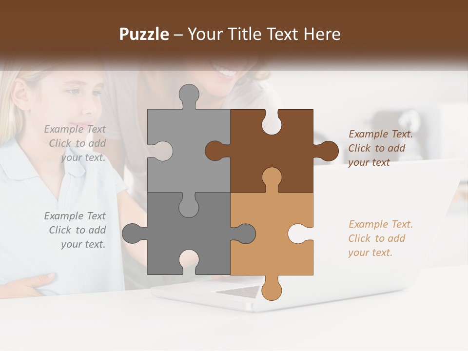 A Woman And A Child Are Looking At A Laptop PowerPoint Template