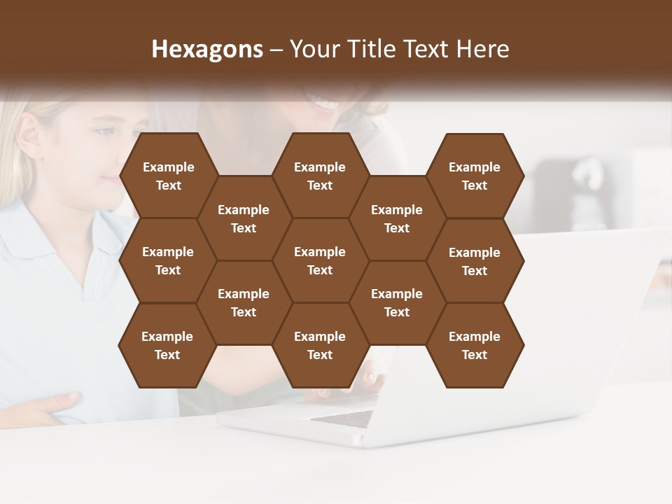 A Woman And A Child Are Looking At A Laptop PowerPoint Template