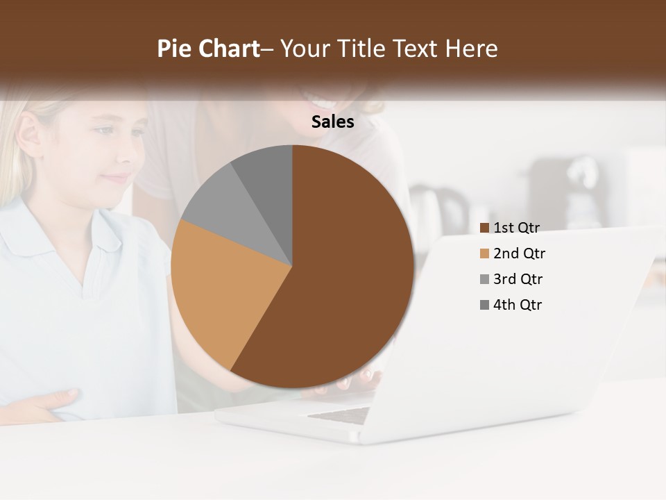 A Woman And A Child Are Looking At A Laptop PowerPoint Template