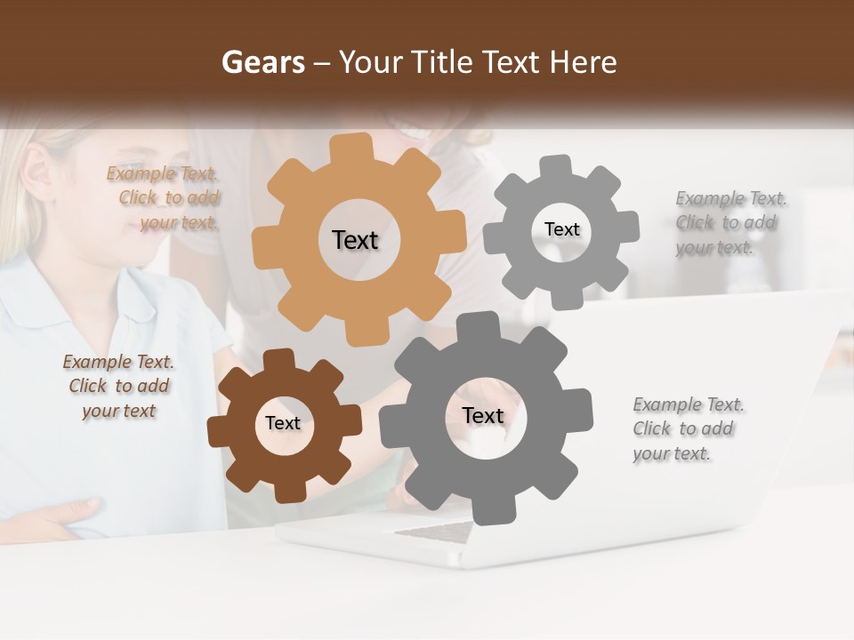 A Woman And A Child Are Looking At A Laptop PowerPoint Template